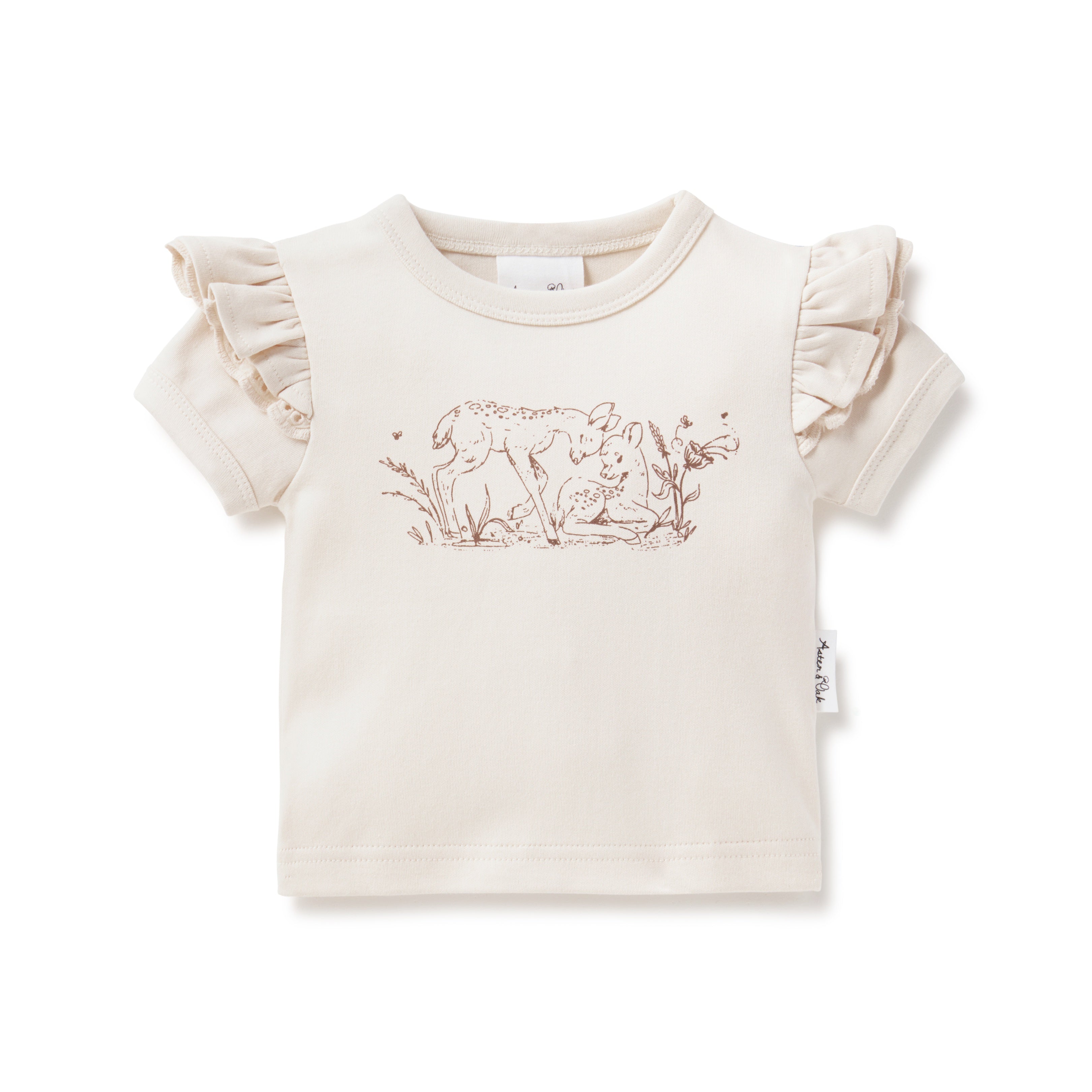 Fawn Print Flutter Tee - Pastel Parchment | Aster & Oak