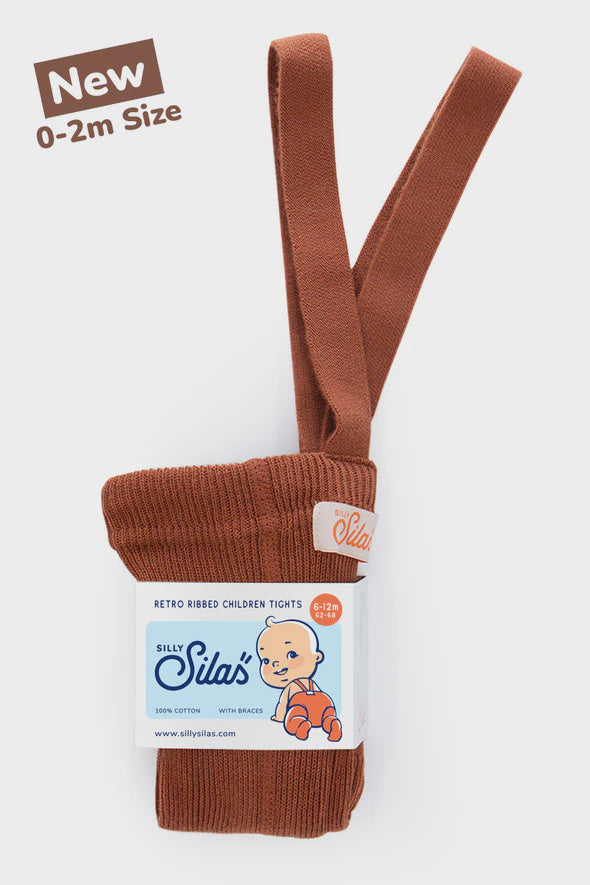 Footed Cotton Tights -  Cinnamon  | Silly Silas