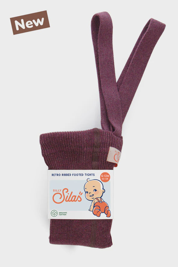 Footed Cotton Tights -  Fig Blend | Silly Silas