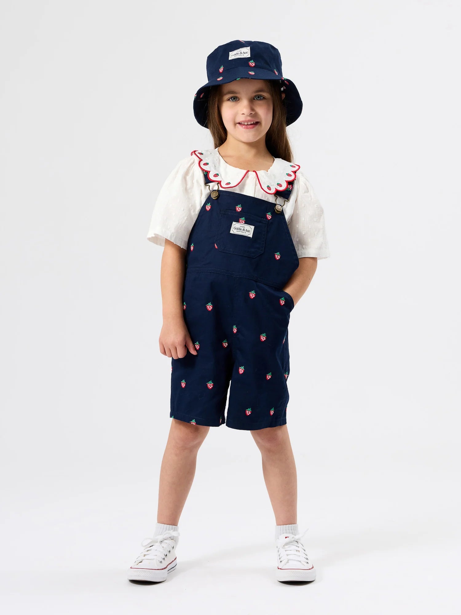 Mini Strawberry Embroidered Bucket Hat | Goldie + Ace