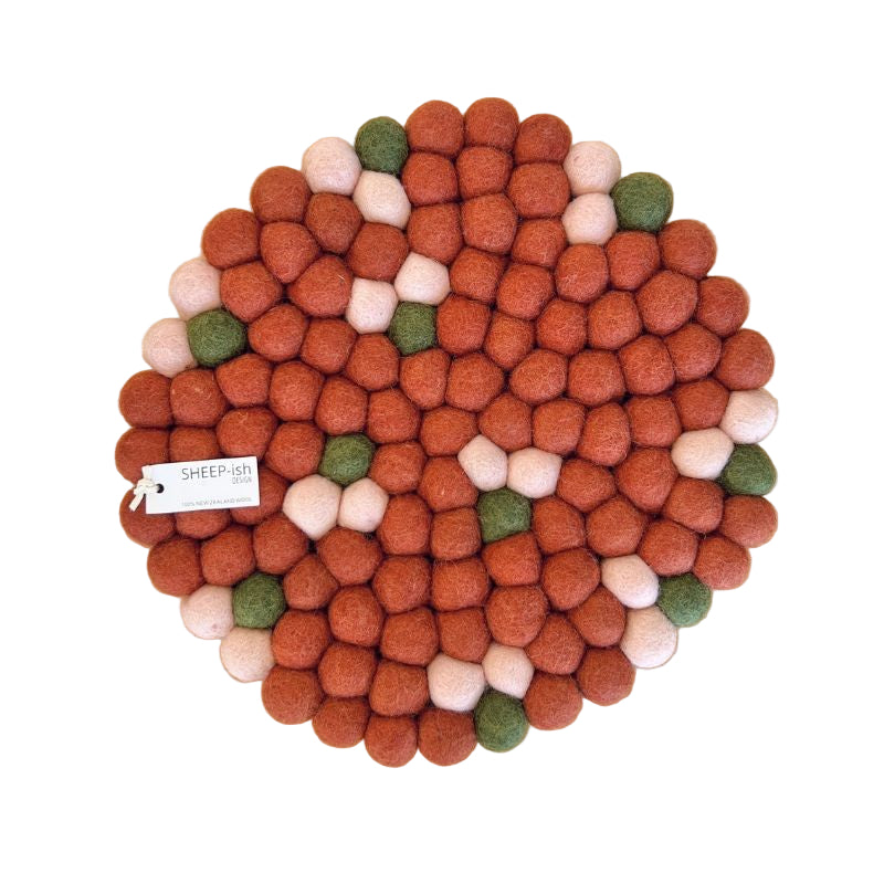 Felt Ball Pot Stand - Rust Blossom  | SHEEP-ish