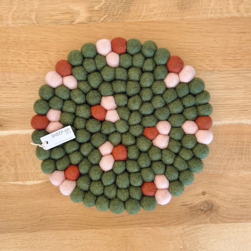 Felt Ball Pot Stand - Moss Blossom | SHEEP-ish