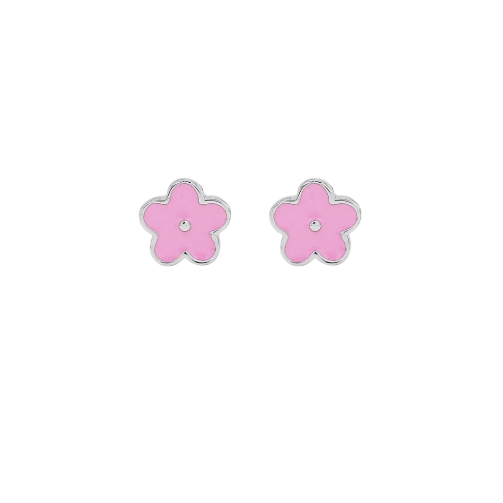 Pink Daisy Enamel Studs - Silver | Silver Linings Collective