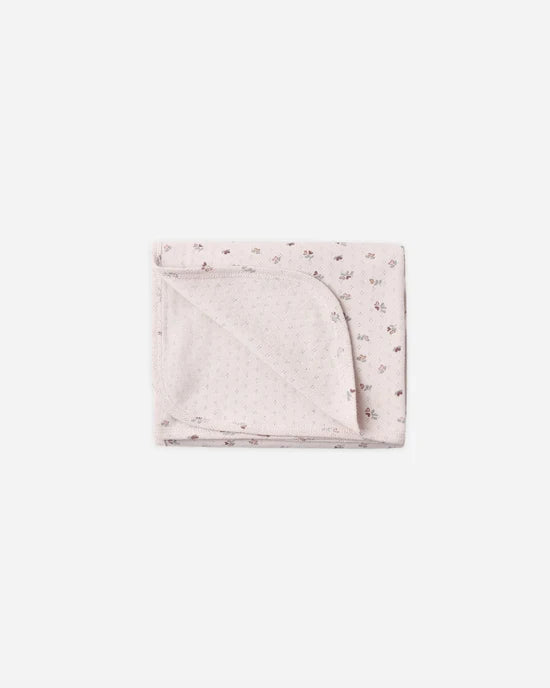 Pointelle Baby Blanket Heart Ditsy - Lilac | Quincy Mae