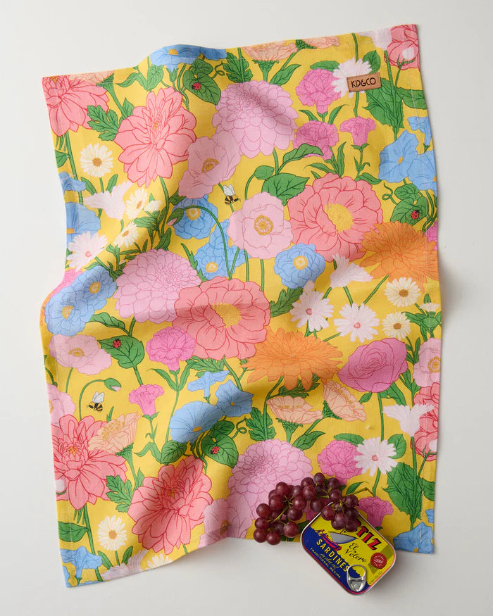 Follow The Sun Yellow Tea Towel | Kip & Co