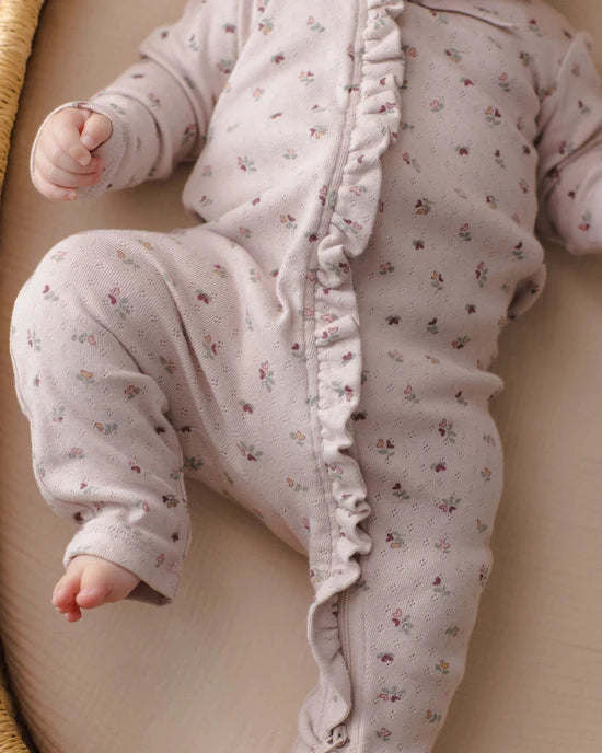 Ruffle Jumpsuit Heart Ditsy - Lilac | Quincy Mae