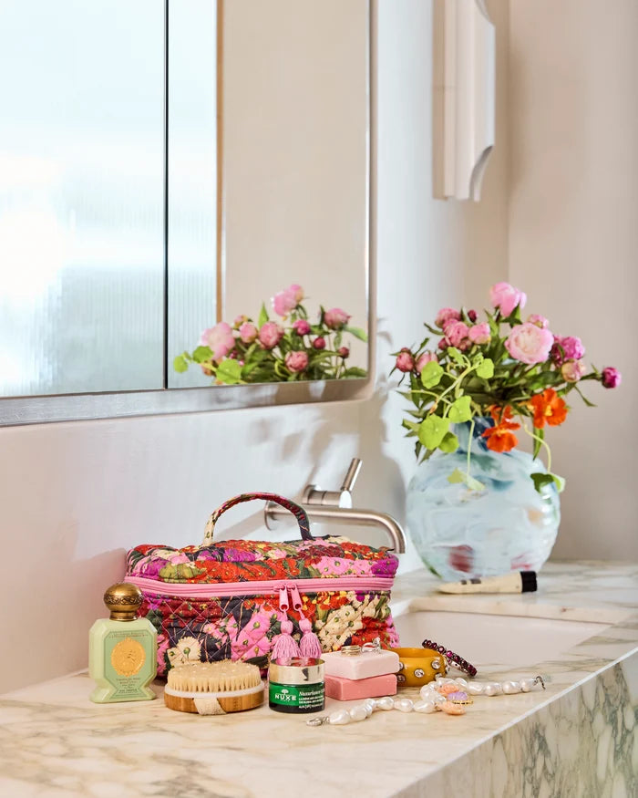 Quilted Cotton Toiletry Case - Australian Bush Blossom | Kip & Co