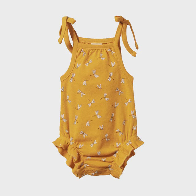 Ruffle Suit - Dragonfly Honey Print | Nature Baby
