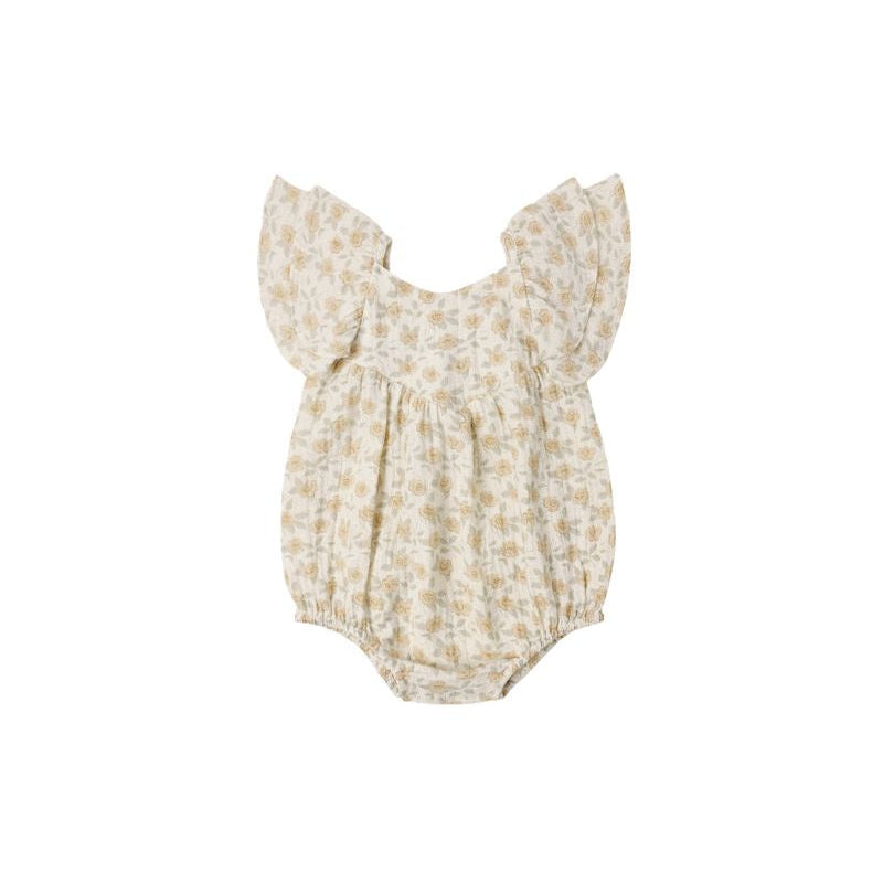 Roxy Romper - Yellow Floral - Ivory | Rylee + Cru