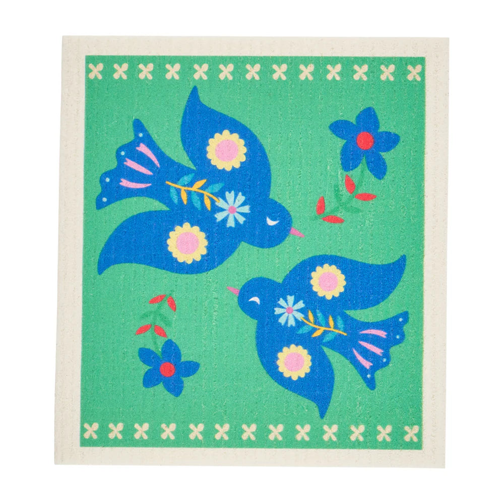 Swedish Style Dish Cloths - Set of 2 - Fiesta Bird/Fiesta Palm | Annabel Trends