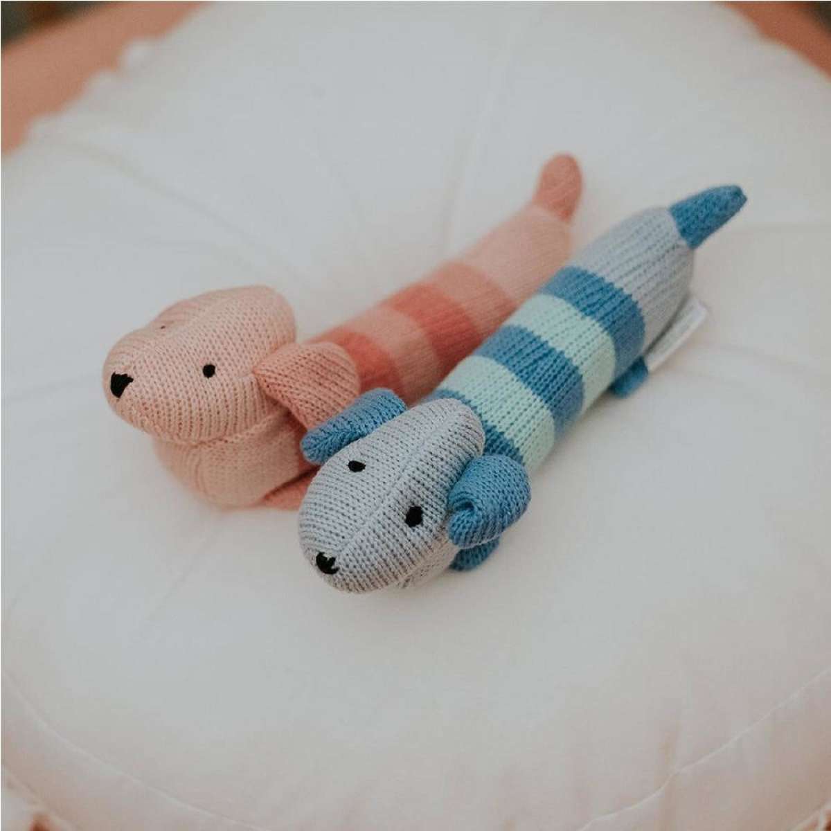 Hand Rattle Knit - Dachshund Blue | Annabel Trends