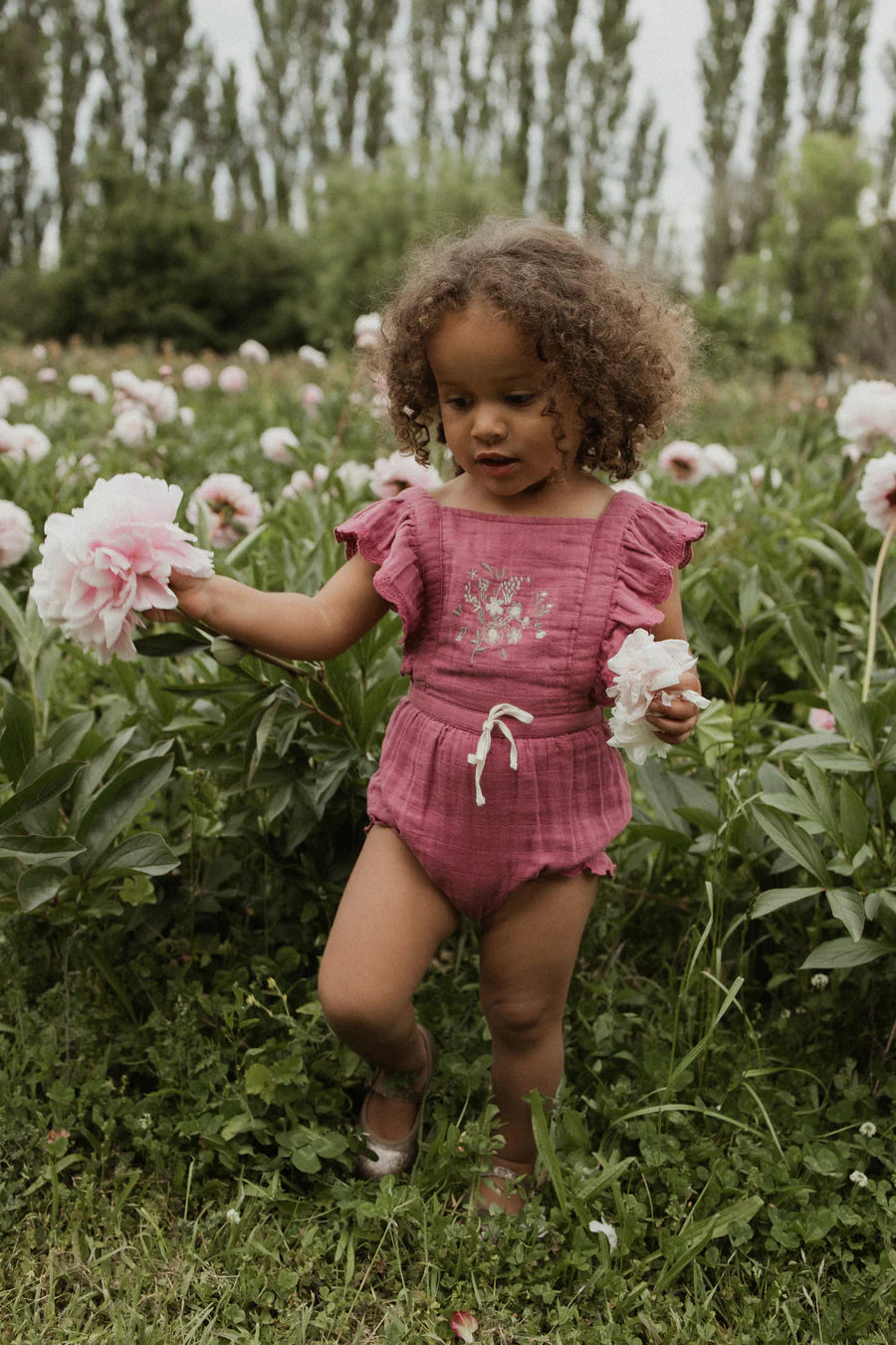 Organic Cotton Muslin Macy Playsuit - Grape | Jamie Kay