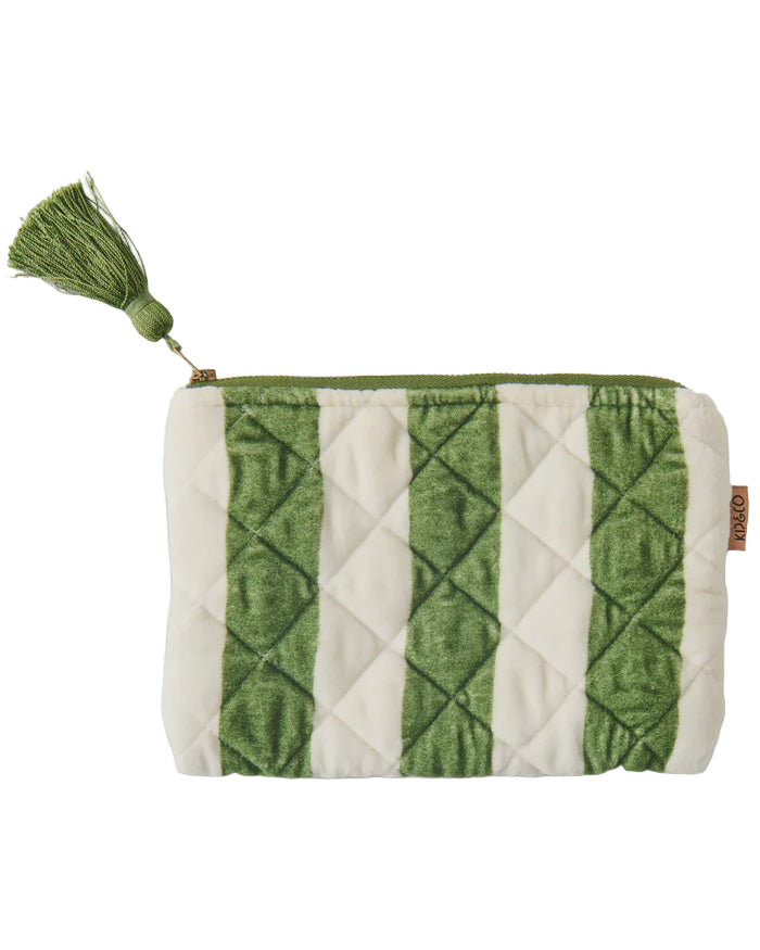 Moss Stripe Velvet Cosmetics Purse | Kip & Co