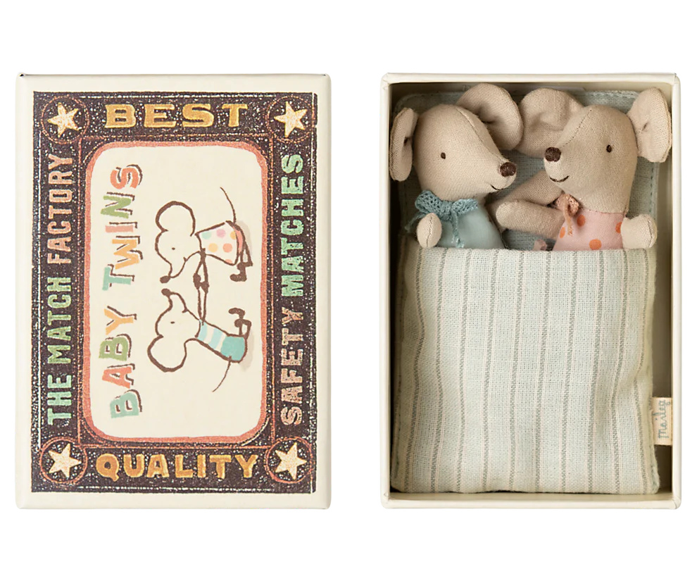 Twins Baby Mice in Matchbox 2025 | Maileg