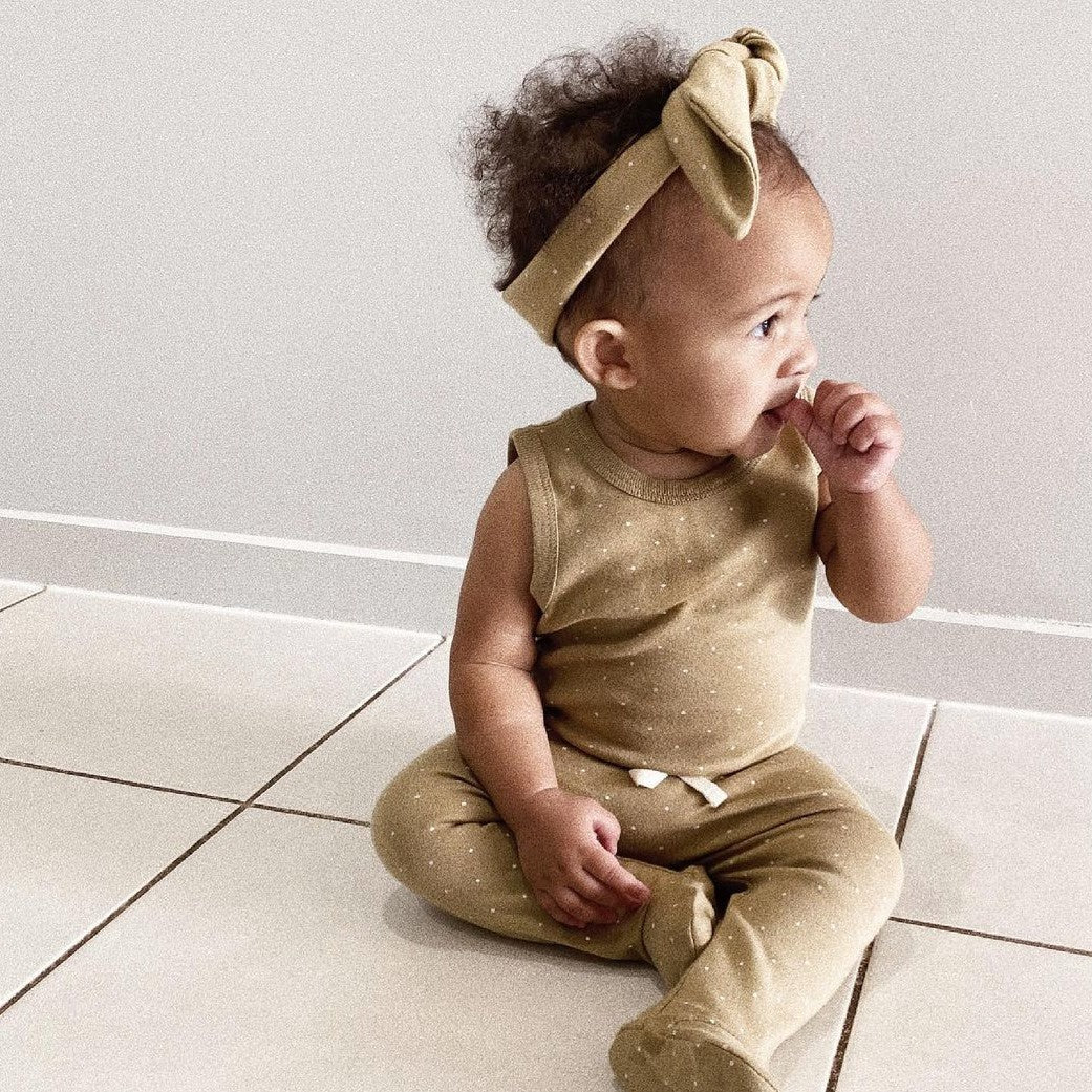 Organic Cotton Footed Pant - Fern Tiny Dot | Jamie Kay