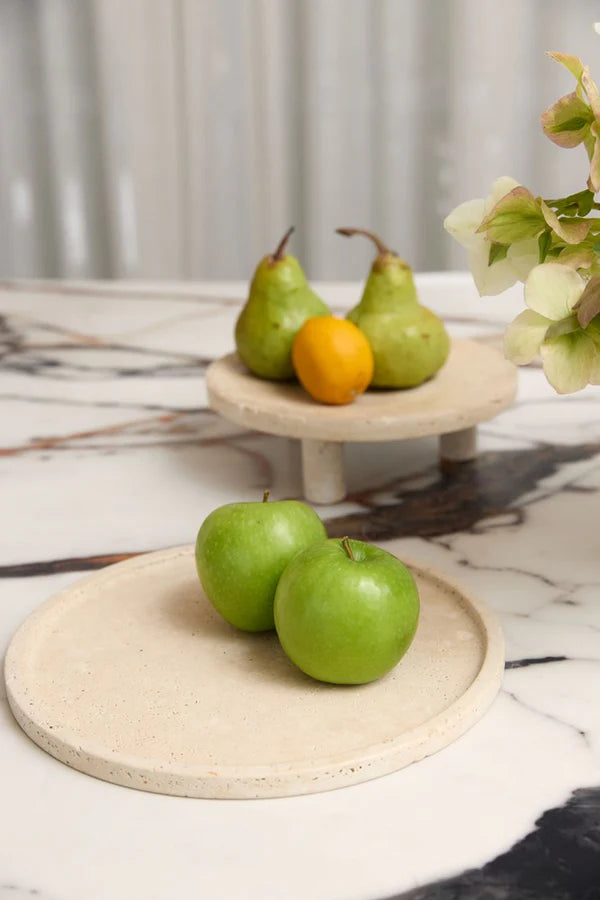 Moon Round Tray - Light Travertine | Ned Collections