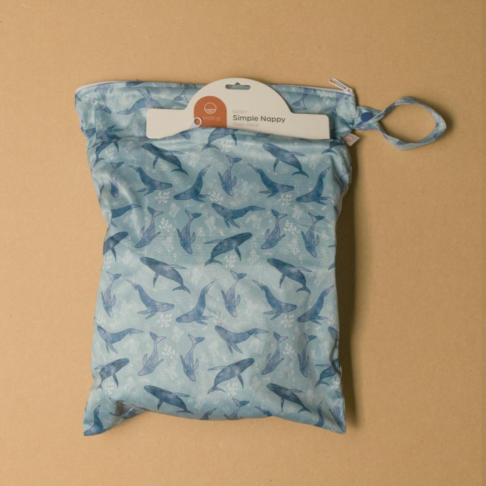 Double Pocket Wet Bag - Whales  | Nestling