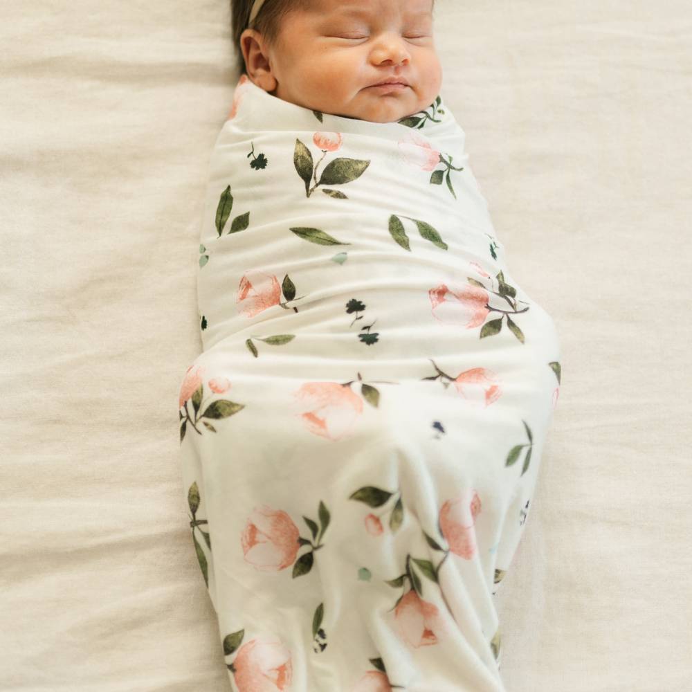 Stretch Knit Single Swaddle - Watercolour Rose | Little Unicorn