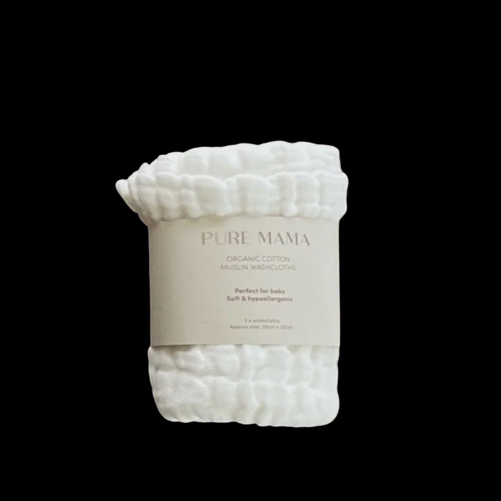 Cotton Muslin Washcloth Set - 3 Pk | Pure Mama