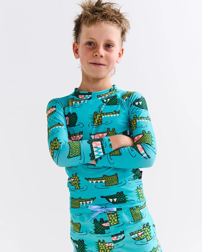 Crocodile Rock Green Rash Vest | Kip & Co