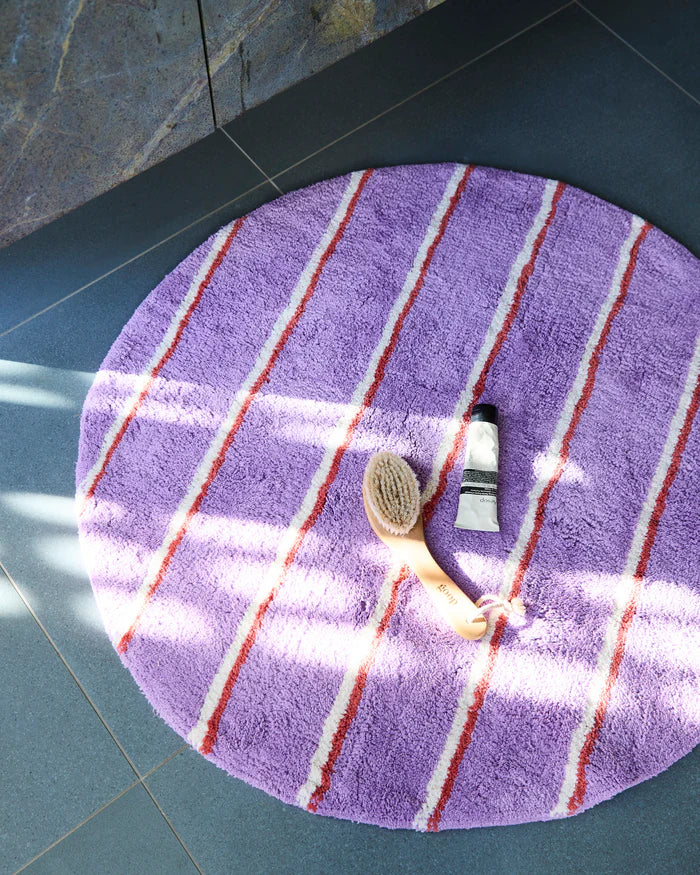 Lavender Field Stripe Round Bath Mat | Kip & Co