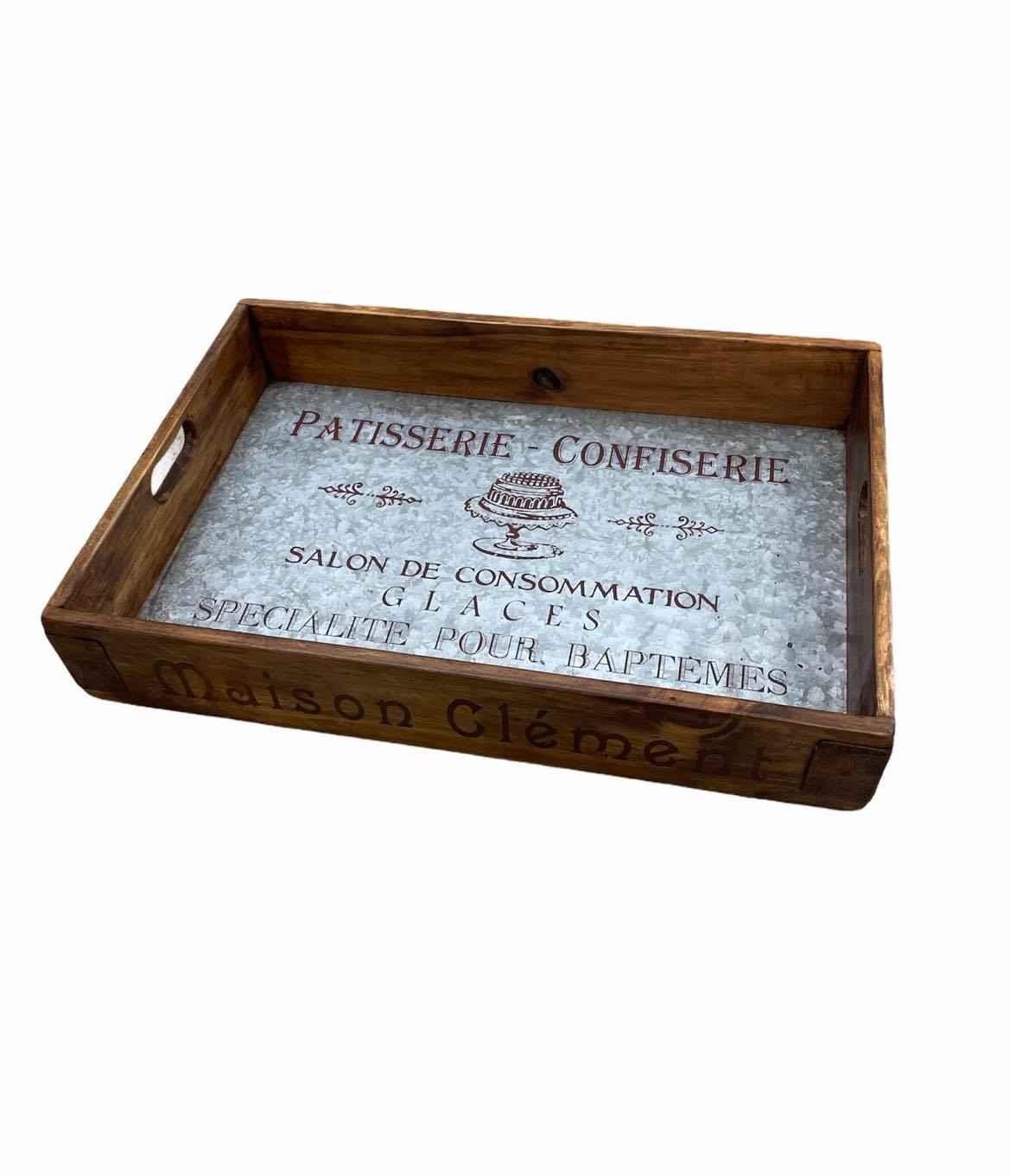 Zinc Lined Tray with Steel Corners | Blue Goose Imports