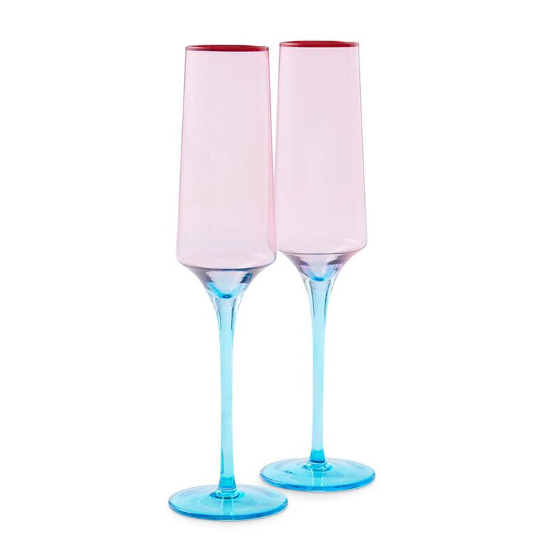 Rose With A Twist Champagne Glass 2P Set | Kip & Co