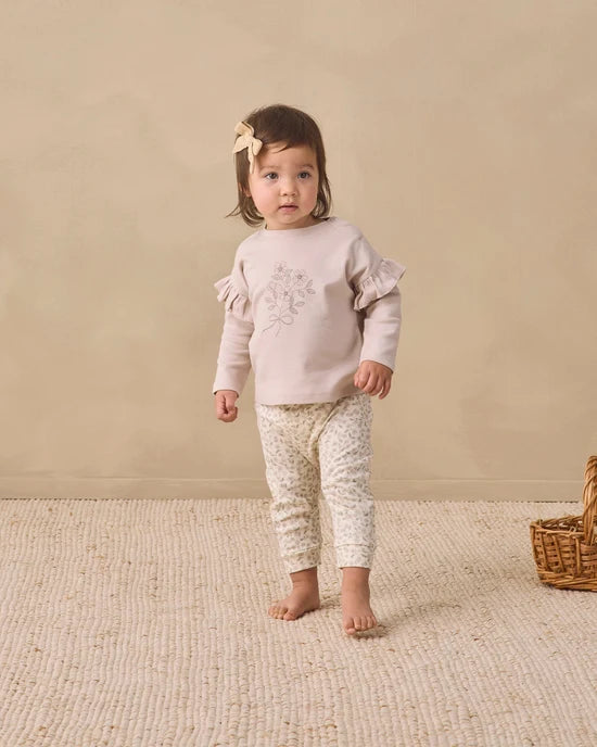 Drawstring Pant Floret - Ivory | Quincy Mae
