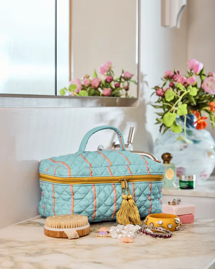 Quilted Cotton Toiletry Case - Aegean Stripe | Kip & Co