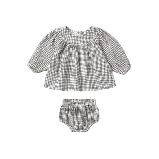 Mia Top + Bloomer Set Midnight Gingham - Midnight | Quincy Mae