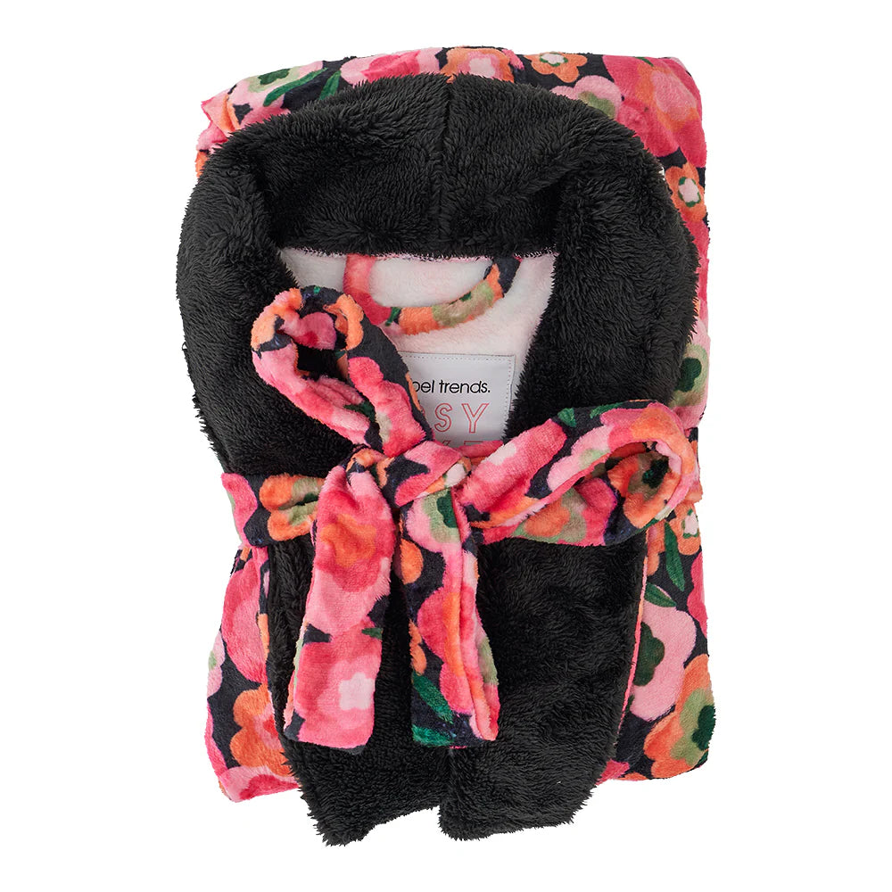 COSY LUXE Plush Bath Robe - Midnight Blooms | Annabel Trends