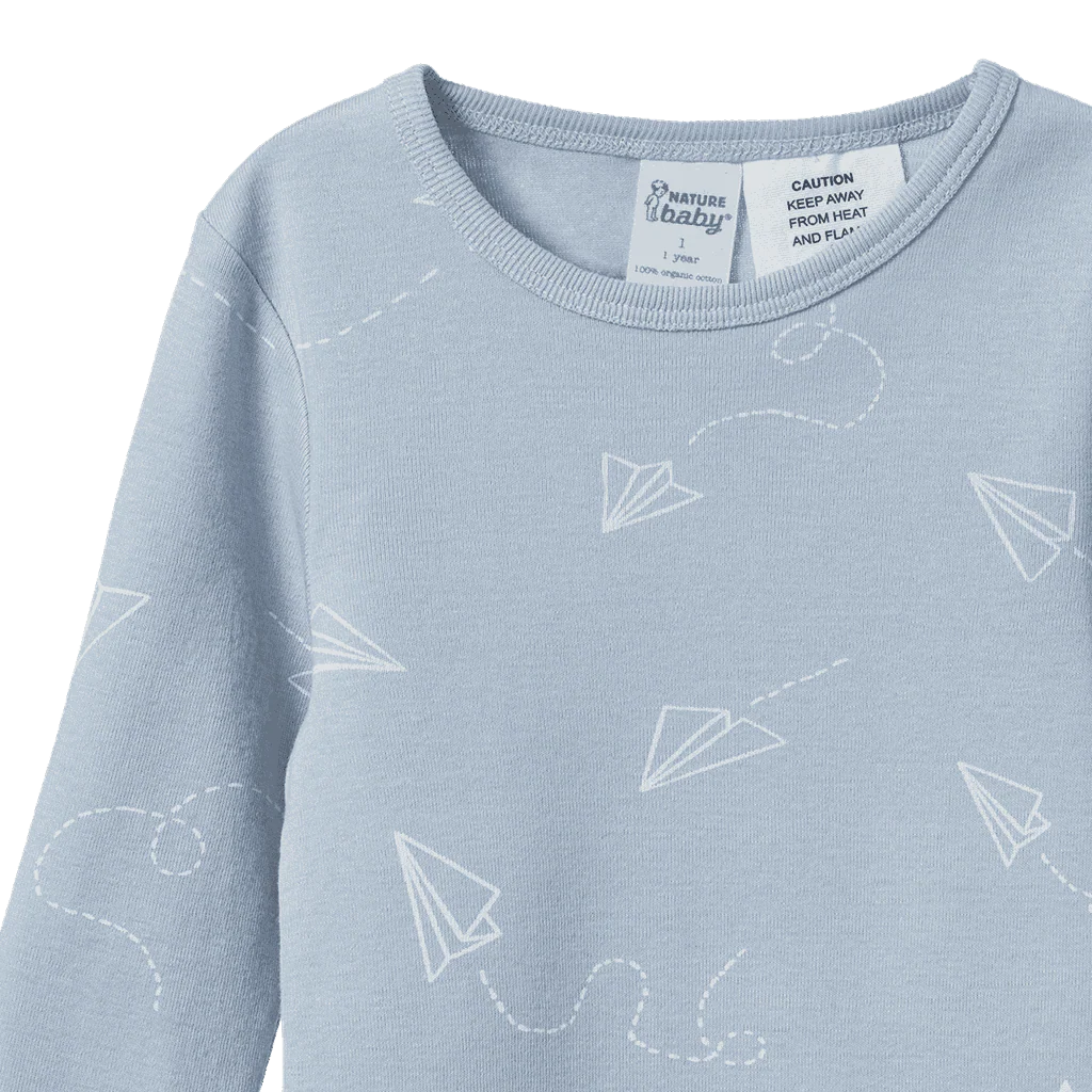 2PC LONG SLEEVE PYJAMAS - Paper Planes Print | Nature Baby