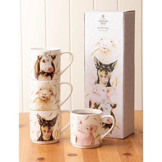 Farmyard Faces 2 Stackable 4pk Mug | Ashdene