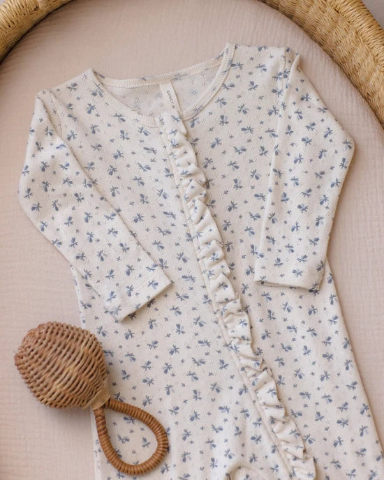 Ruffle Jumpsuit Blue Ditsy - Natural | Quincy Mae