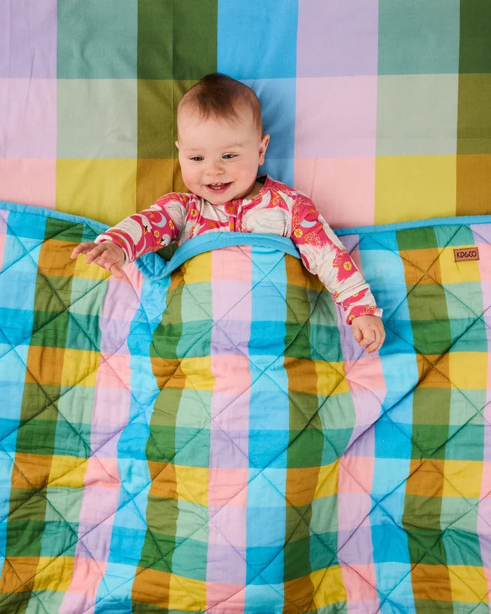 Sorbet Tartan Organic Cotton Baby Fitted Sheet - Cot | Kip & Co