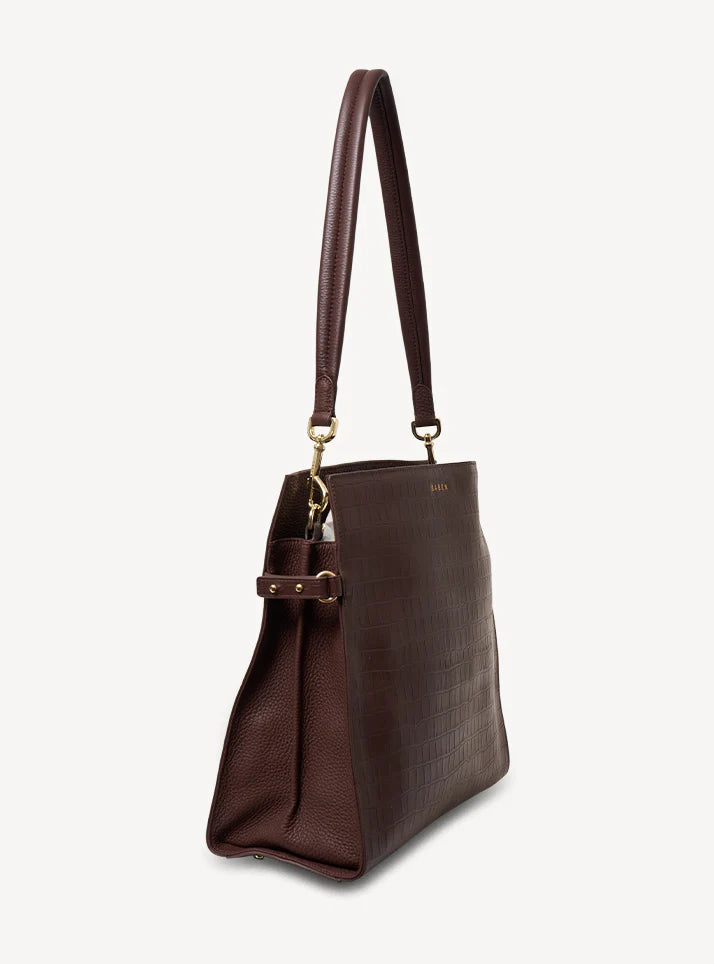 Beatrice Shoulder Bag - Espresso Croc | Saben