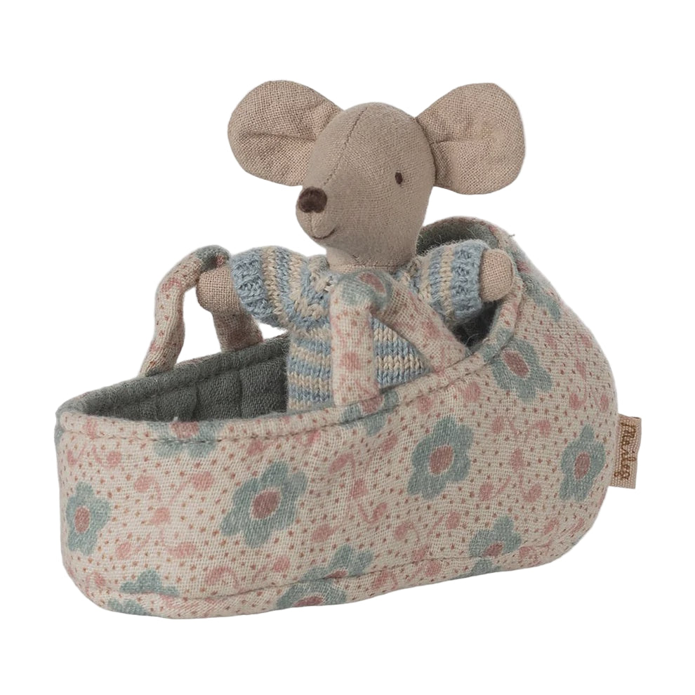 Baby Mouse in Carry Cot - Blue | Maileg