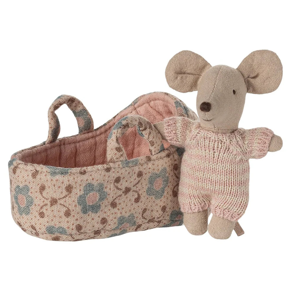 Baby Mouse in Carry Cot - Rose | Maileg