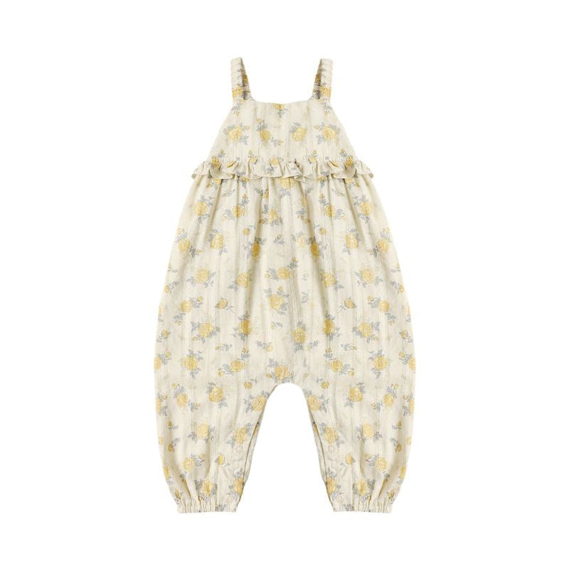 Kinsley Jumpsuit || Lemon Ditsy Flower - Natural | Rylee + Cru