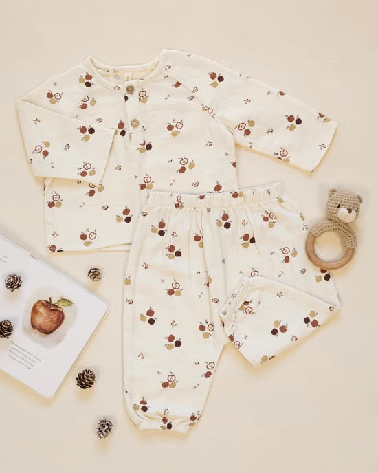 Woven Pant Apples - Natural | Quincy Mae