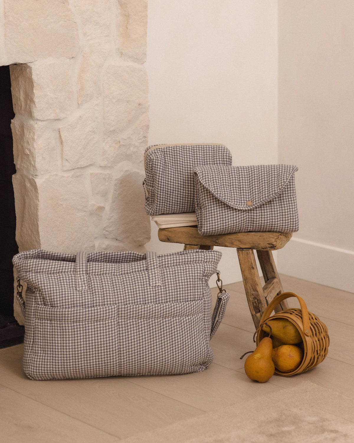 Diaper Bag + Changing Pad Set - Midnight Gingham | Quincy Mae