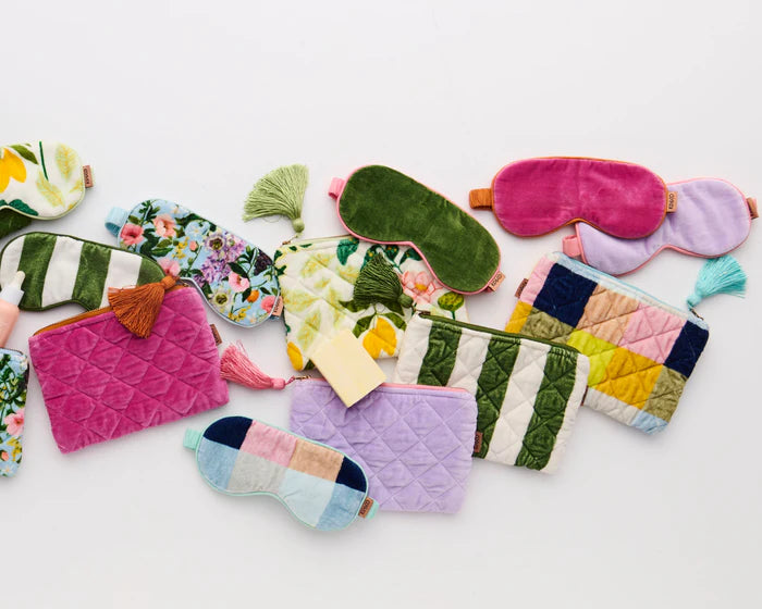 Moss Stripe Velvet Cosmetics Purse | Kip & Co