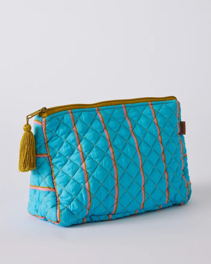 Quilted Cotton Toiletry Purse - Aegean Stripe | Kip & Co