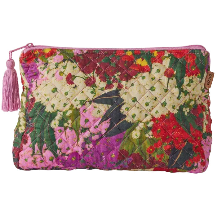 Quilted Cotton Toiletry Purse - Australian Bush Blossom | Kip & Co
