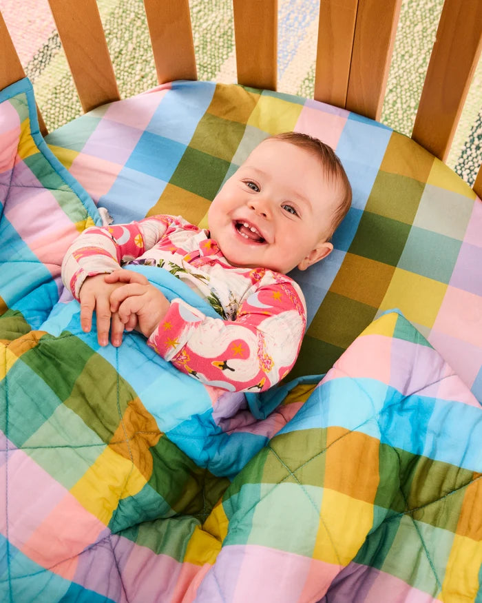 Sorbet Tartan Organic Cotton Baby Fitted Sheet - Cot | Kip & Co