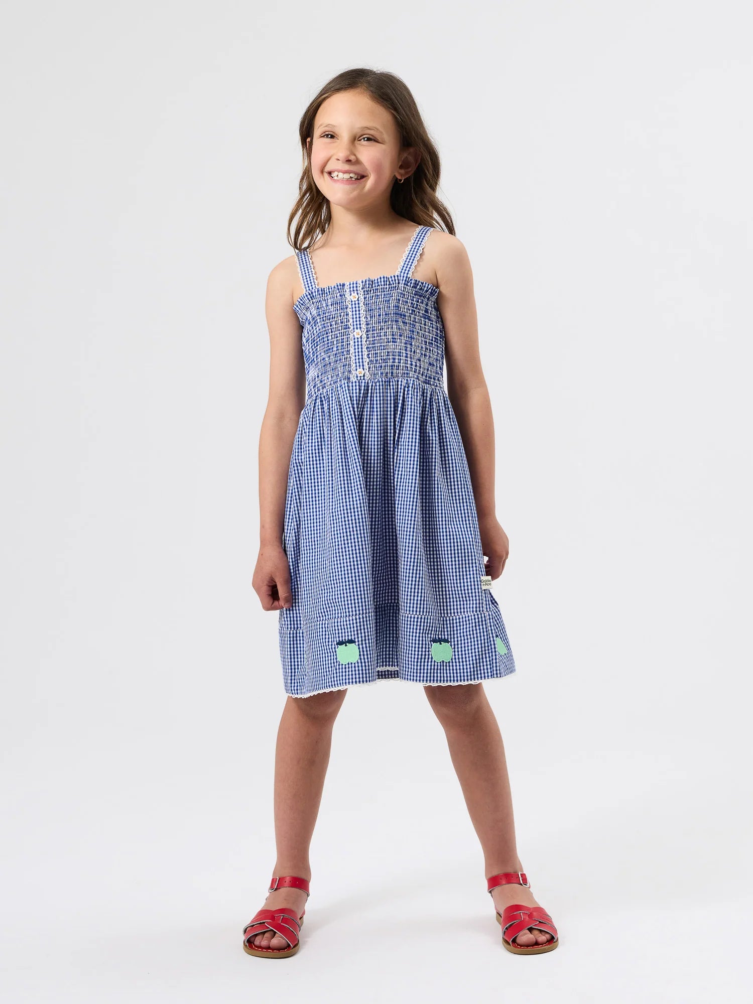 Shirred Gingham Apple Dress | Goldie + Ace