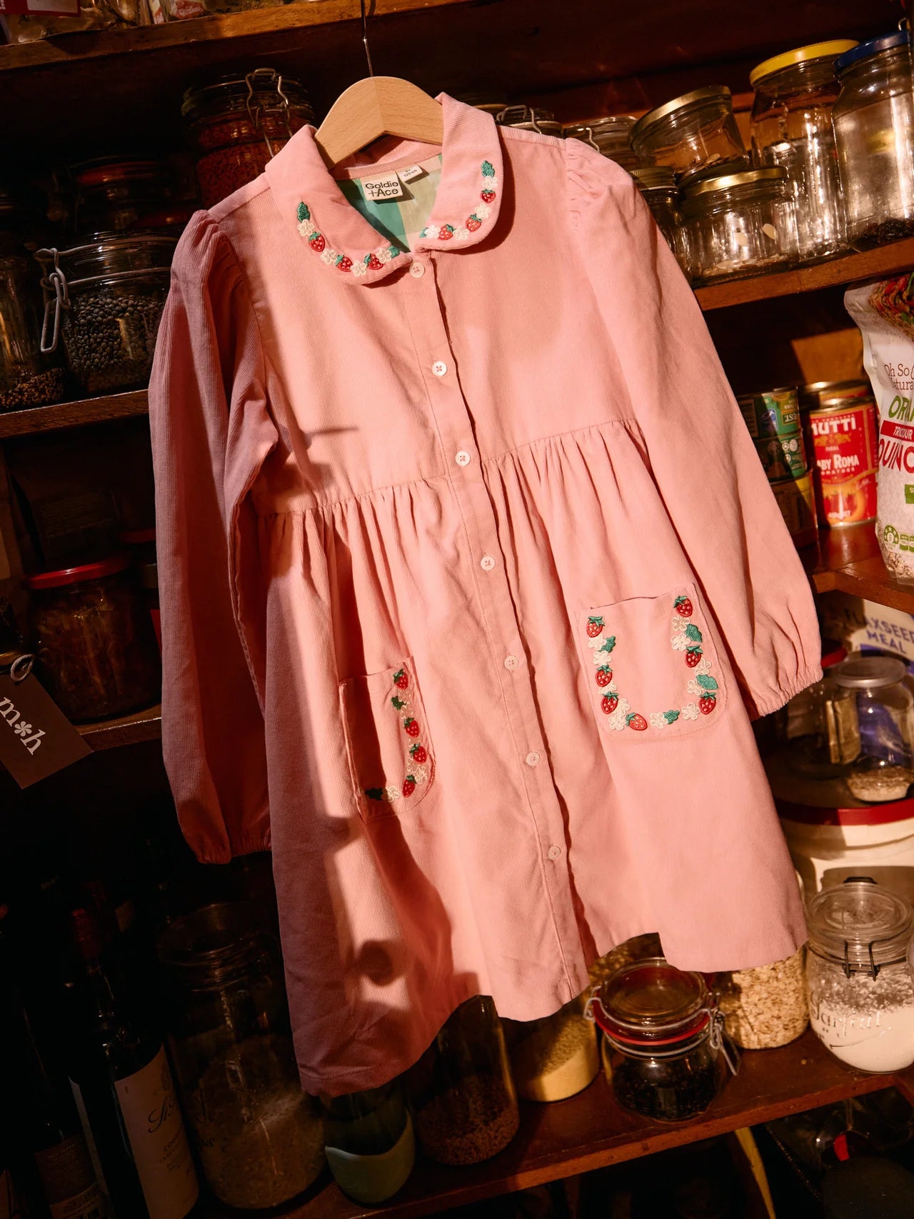 WILD STRAWBERRY CORDUROY COLLAR DRESS | Goldie + Ace