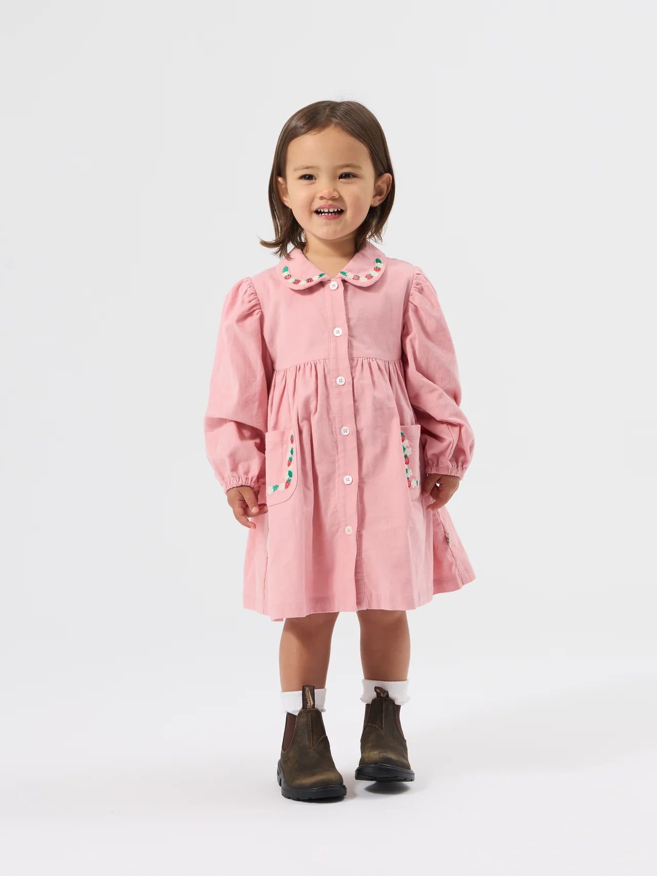 WILD STRAWBERRY CORDUROY COLLAR DRESS | Goldie + Ace