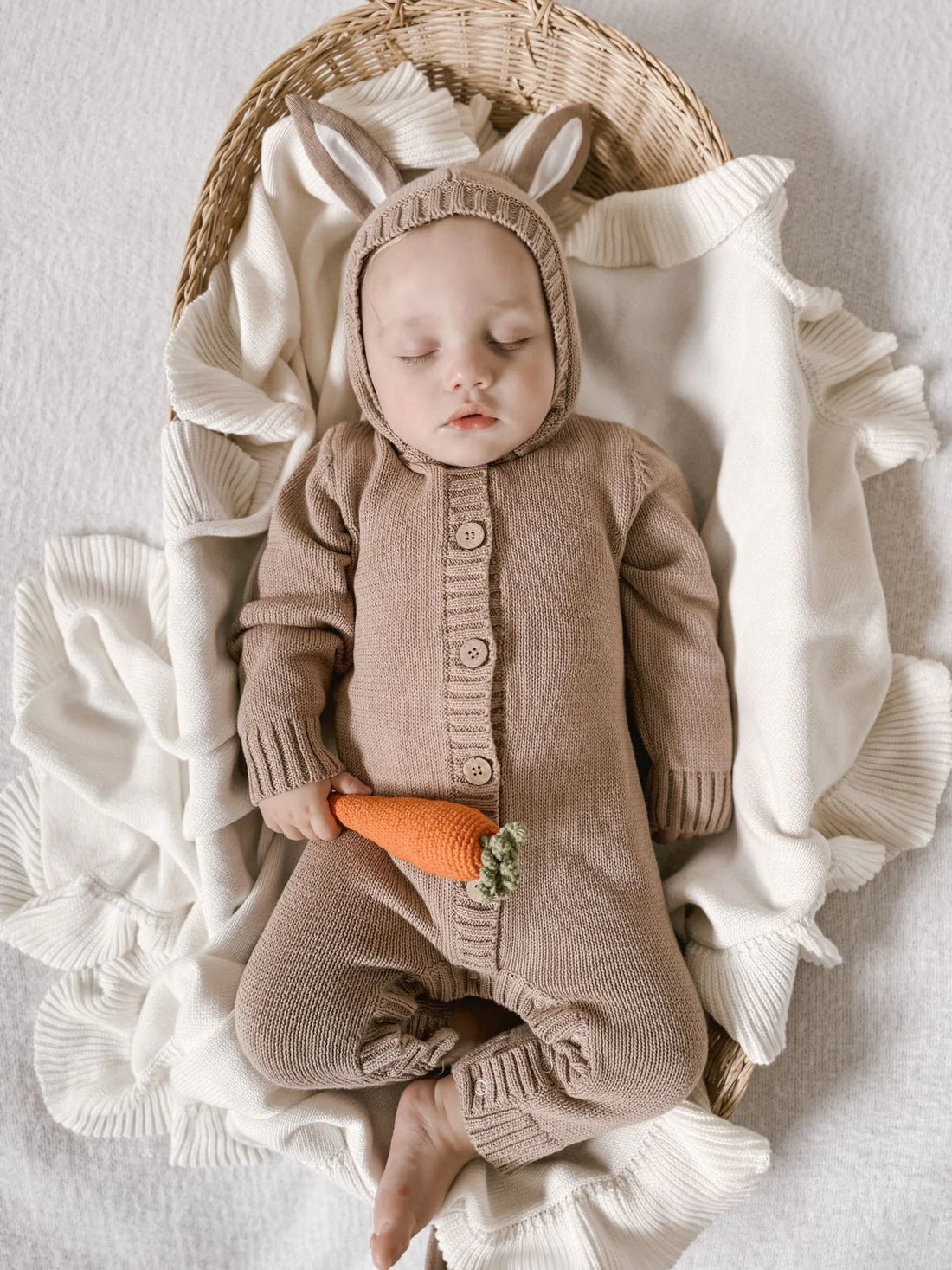 Taupe Bunny Knit Romper | Aster & Oak