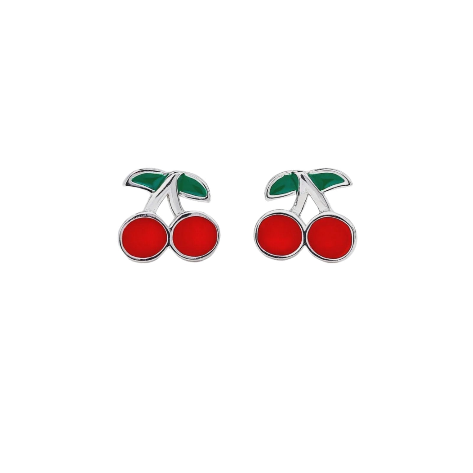 Cherry Enamel Studs - Silver | Silver Linings Collective